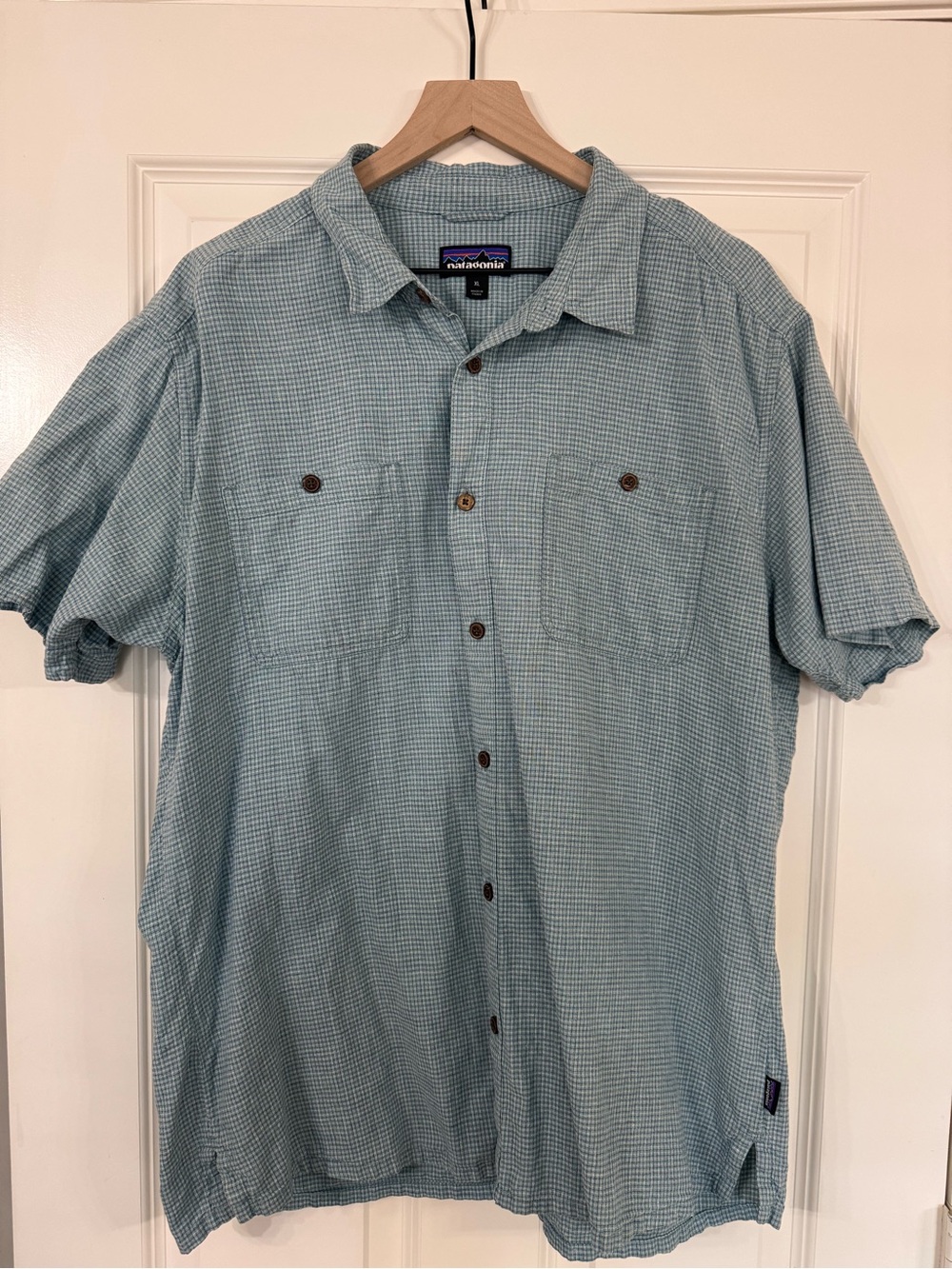 Patagonia Men’s Light Teal Short-Sleeve Button-Down Shirt